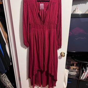 Chic High Low Burgundy Dress